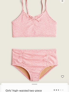 Crewcuts Girls' Pink Polka Dot High-Waisted Two-Piece Bikini